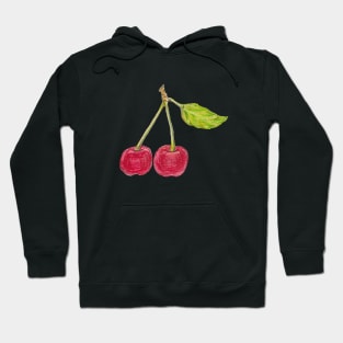 Cherries on a branch_color pencil Hoodie